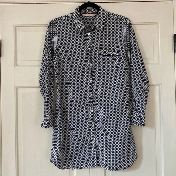 Victoria’s Secret Mayfair Nightshirt Collared Nightgown Cotton Sleeves Button Up - Picture 1 of 12